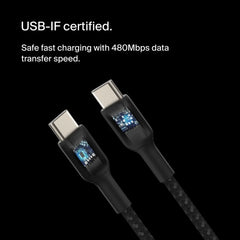 Braided USB-C to USB-C Cable (1m / 3.3ft, Black)