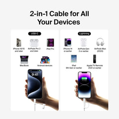 2-in-1 Cable with USB-C and Lightning Connector