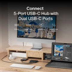 5-Port USB-C Hub with Dual USB-C Ports