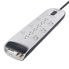 12-outlet Surge Protector with 8 ft Power Cord with Cable/Satellite and Telephone Protection