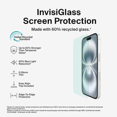 InvisiGlass Blue Light Filter Screen Protector for iPhone 16/15/14 Pro