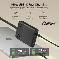 2-Outlet Charging Station with USB-A and 3 USB-C Ports 140W