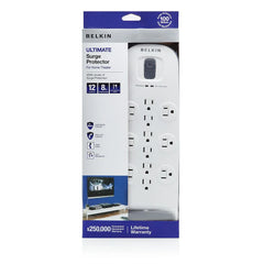 12-outlet Surge Protector with 8 ft Power Cord with Cable/Satellite and Telephone Protection