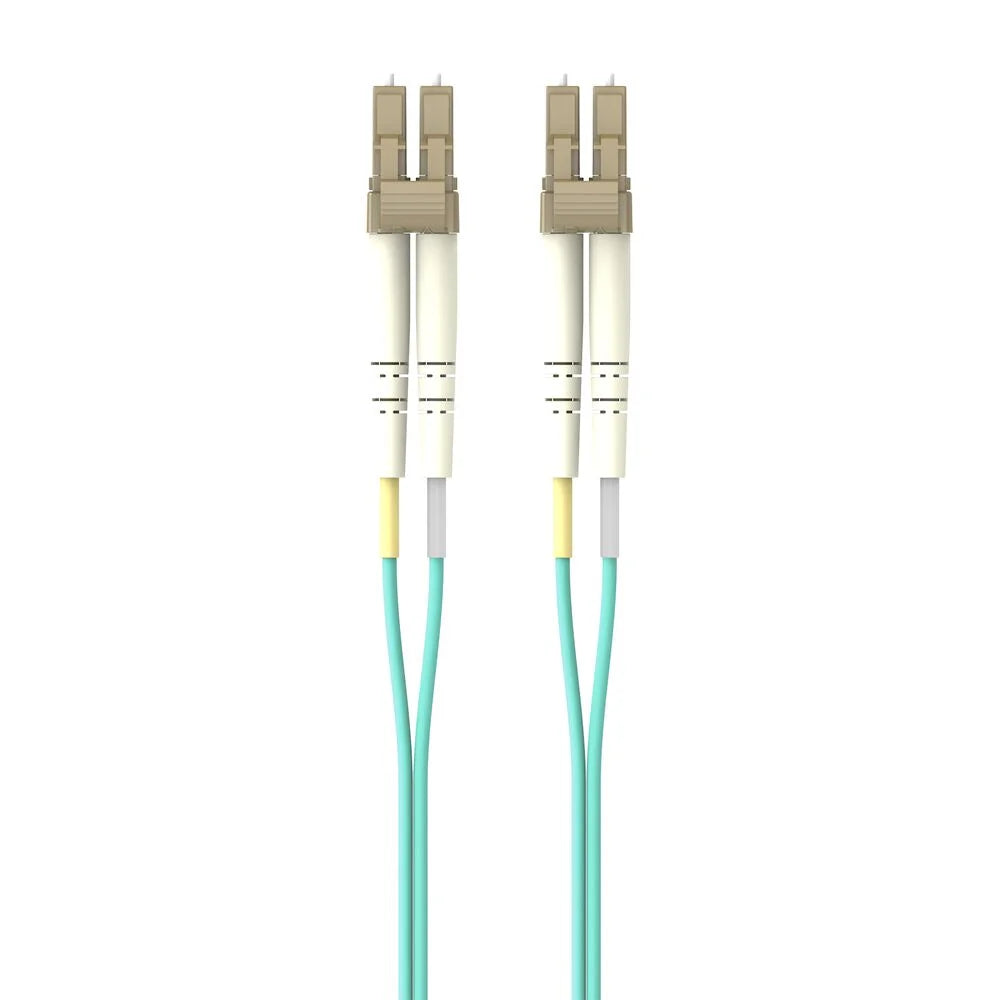 Fiber Optic Cable, 10GB/100GB Aqua Multimode LC/LC Duplex, 50/125 OM4